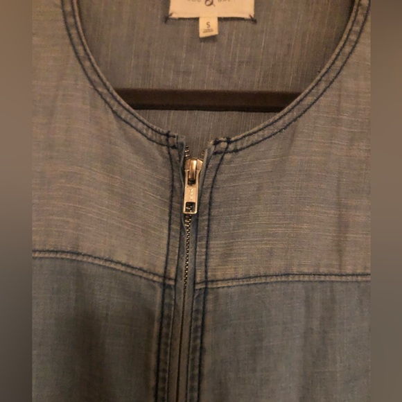 Loft Chambray Two-tone Zipper Jacket S - Picture 3 of 9